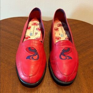Grasshoppers by Keds  shoes flats leather upper  red hat Society hat embroidered